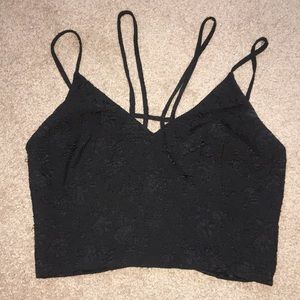 Black crop top with rose detailing